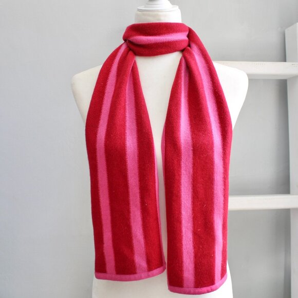 Express Y2K Pink Striped Cashmere Knit Rectangle Neck Scarf - Picture 1 of 5